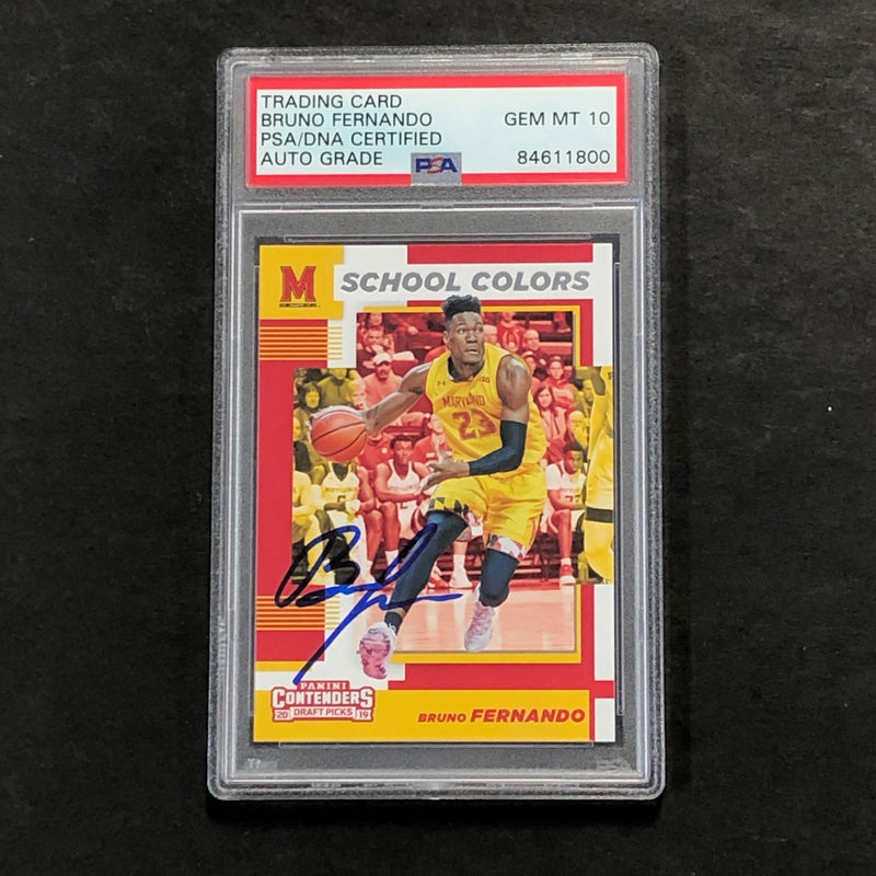 2019-20 Contenders Draft Picks #28 Bruno Fernando Signed Card Auto 10 PSA Slabbed Maryland