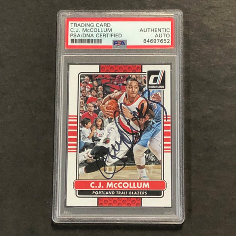 2015-16 Panini Donruss #85 C.J. McCollum Signed Card PSA Slabbed Blazers