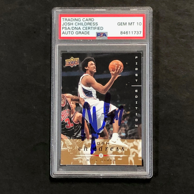 2008-09 Upper Deck First Edition #4 Josh Childress Signed Card AUTO 10 PSA Slabbed Hawks