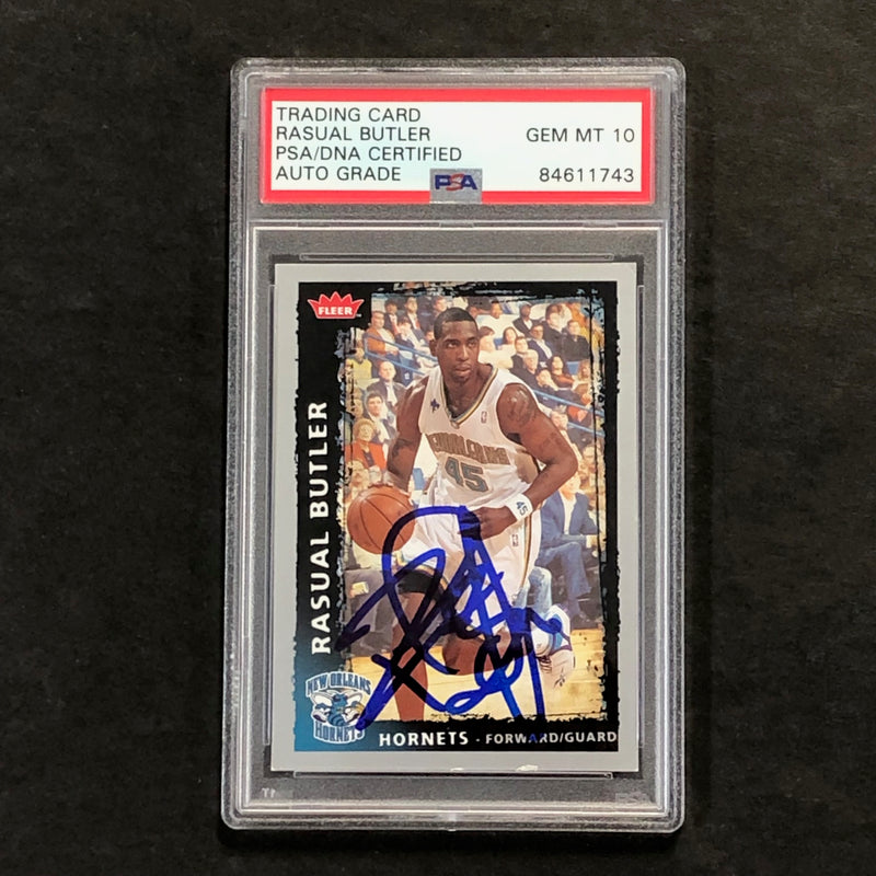 2008-09 Fleer Basketball #112 Rasual Butler Signed Card AUTO 10 PSA Slabbed Hornets