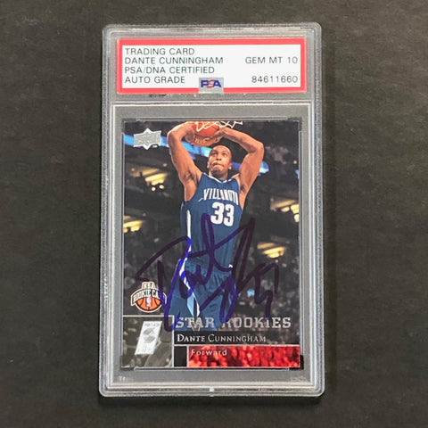 2009-10 Upper Deck #212 Dante Cunningham Signed Card AUTO 10 PSA Slabbed Trail Blazers