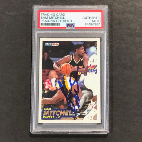 1993-94 Fleer #86 Sam Mitchell Signed Card AUTO PSA/DNA Slabbed Pacers