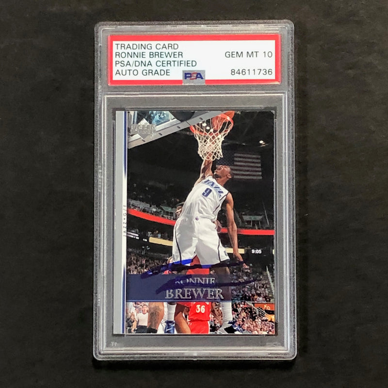 2007-08 Upper Deck First Edition #79 Ronnie Brewer Signed Card AUTO 10 PSA Slabbed Jazz
