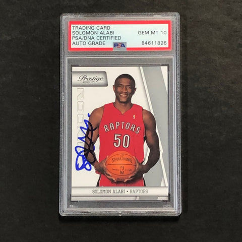 2010-11 Panini Prestige #200 Solomon Alabi Signed Card AUTO 10 PSA Slabbed Raptors
