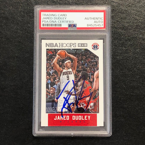 2015 NBA Hoops #13 Jared Dudley Signed Card AUTO PSA Slabbed Wizards