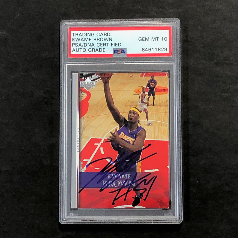 2007-08 Upper Deck First Edition #41 Kwame Brown Signed Card AUTO 10 PSA Slabbed Lakers