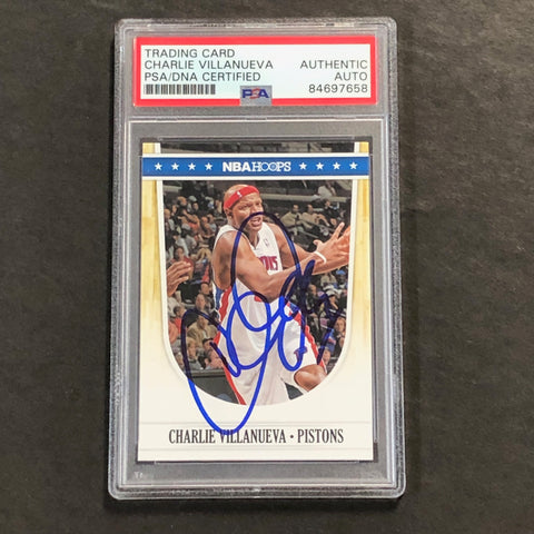 2011-12 NBA Hoops #61 Charlie Villanueva Signed Card AUTO PSA/DNA Slabbed Pistons