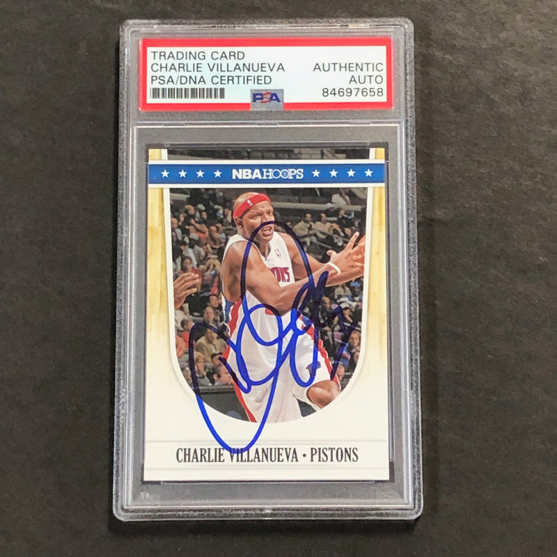2011-12 NBA Hoops #61 Charlie Villanueva Signed Card AUTO PSA/DNA Slabbed Pistons