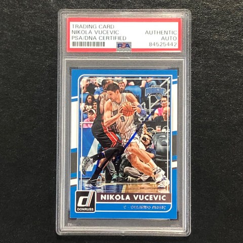 2015-16 Donruss Basketball #19 Nikola Vucevic Signed Card AUTO PSA Slabbed Magic