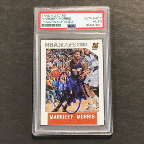 2015-2016 NBA Hoops #134 Markieff Morris Signed Card AUTO PSA Slabbed Suns