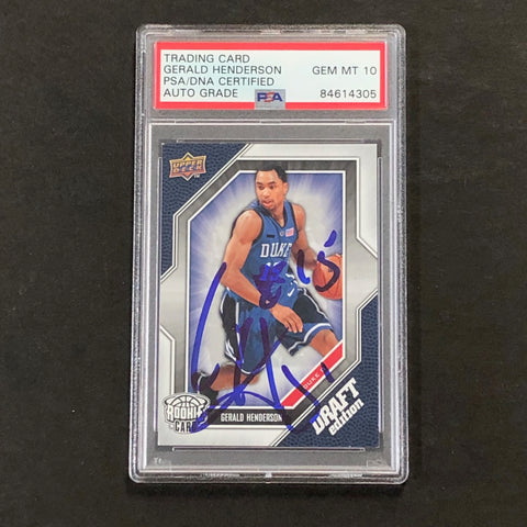 2009-10 Upper Deck Draft Edition #33 Gerald Henderson Signed Card AUTO 10 PSA Slabbed Duke Blue Devils