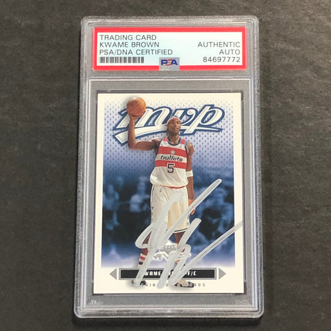 2002-03 Upper Deck MVP #192 Kwame Brown Signed Card PSA Slabbed Wizards