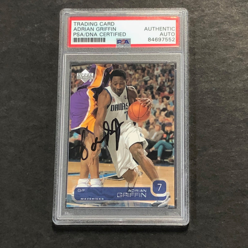 2002-03 Upper Deck Basketball #30 Adrian Griffin Signed Card AUTO PSA Slabbed Mavericks