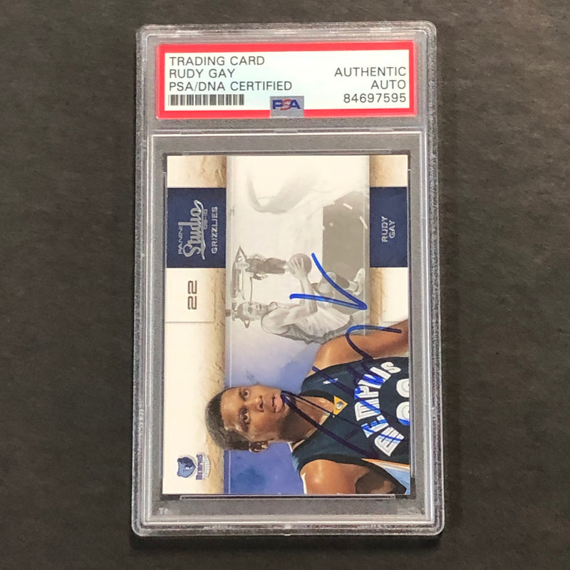 2009-10 Panini Studio #39 Rudy Gay Signed Card AUTO PSA Slabbed Grizzlies