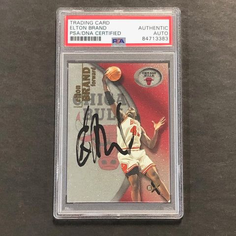 2000-01 Fleer Focus #70 Elton Brand Signed Card AUTO PSA Slabbed Bulls