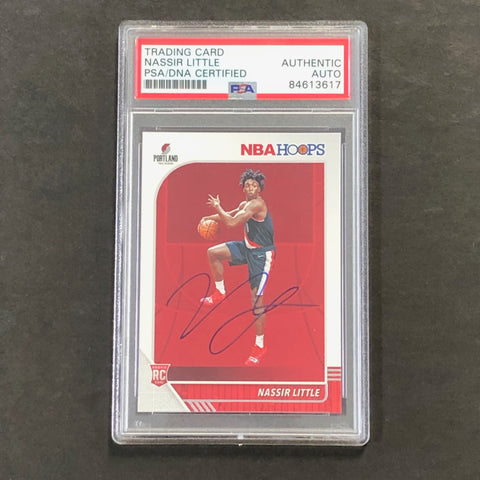 2019-20 NBA Hoops #220 Nassir Little Signed Rookie Card AUTO PSA Slabbed RC Blazers
