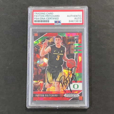 2020-21 Panini Prizm Draft Picks Cracked Red Ice #36 Payton Pritchard Signed Rookie Card AUTO PSA Slabbed RC Oregon