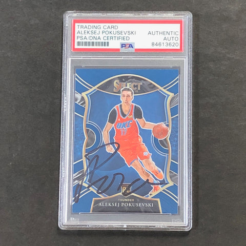 2020-21 Panini Select #77 Aleksej Pokusevski Signed Card AUTO PSA Slabbed RC Thunder