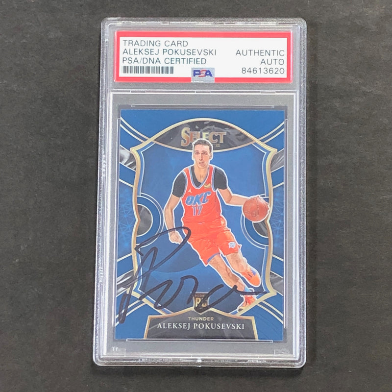 2020-21 Panini Select #77 Aleksej Pokusevski Signed Card AUTO PSA Slabbed RC Thunder