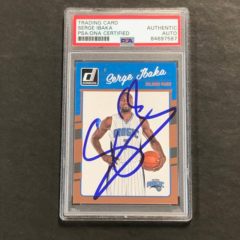 2016-17 Donruss Basketball #67 Serge Ibaka Signed Card AUTO PSA Slabbed Magic