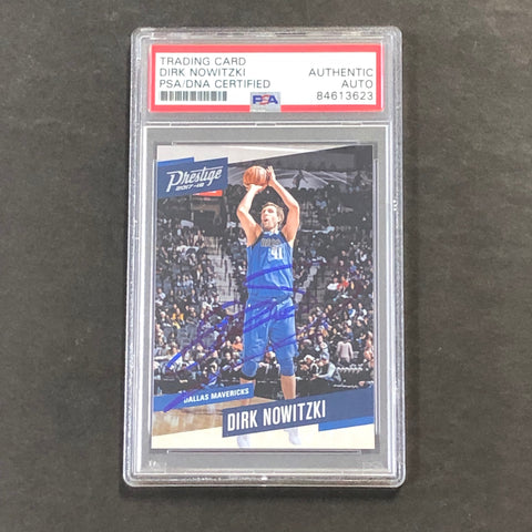 2017-18 Panini Prestige #76 Dirk Nowitzki Signed AUTO Card PSA/DNA Slabbed Autographed Mavericks