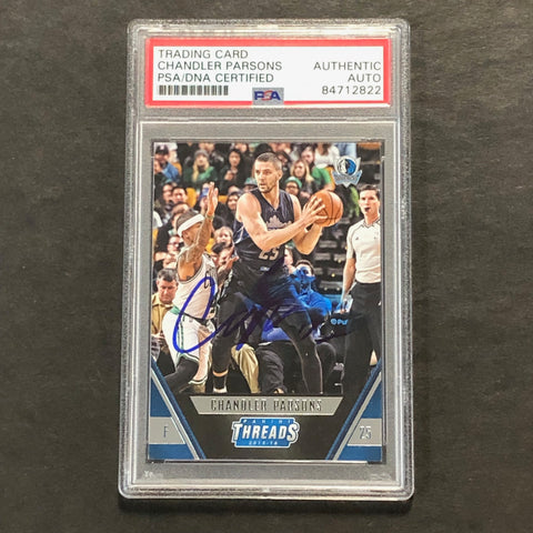 2015-16 Panini Threads #36 Chandler Parsons Signed Card AUTO PSA/DNA Slabbed Mavericks