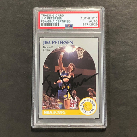 1989-90 NBA Hoops #117 Jim Petersen Signed Card PSA Slabbed Warriors
