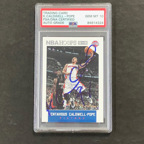 2015-16 NBA Hoops #82 Kentavious Caldwell-Pope Signed Card AUTO 10 PSA Slabbed Pistons