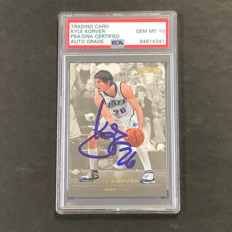 2008-09 SkyBox Basketball #163 Kyle Korver Signed Card AUTO 10 PSA Slabbed Jazz
