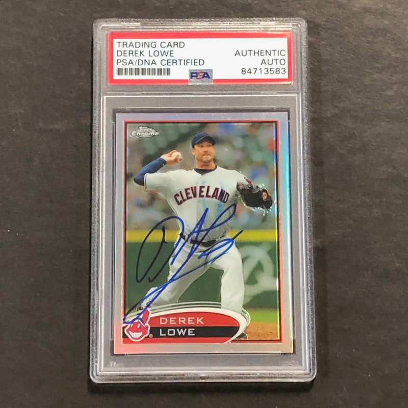 2012 Topps Chrome #217 Derek Lowe Signed Card PSA Slabbed Auto Cleveland
