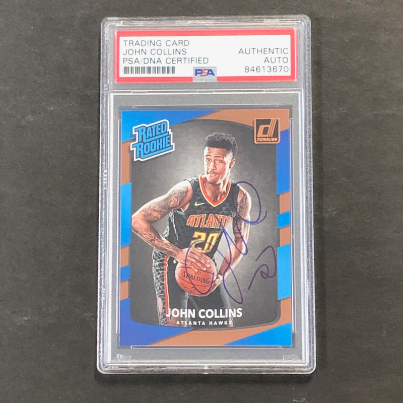 2017-18 Donruss Rated Rookie #182 John Collins Signed Card AUTO PSA/DNA Slabbed Hawks RC