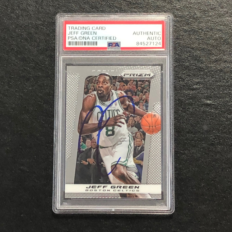 2013-14 Panini Prizm #35 Jeff Green Signed Card AUTO PSA/DNA Slabbed Celtics