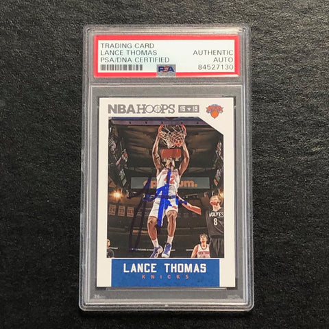 2015-16 NBA Hoops #252 Lance Thomas Signed Card AUTO PSA Slabbed Knicks