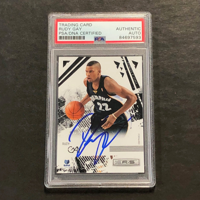 2009-10 Panini Rookies & Stars #43 Rudy Gay Signed Card AUTO PSA Slabbed Grizzlies