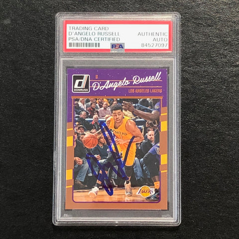 2016-17 Panini Donruss #64 D'Angelo Russell Signed Card AUTO PSA Slabbed Lakers