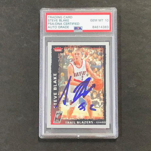 2008-09 Fleer Basketball #168 Steve Blake Signed Card AUTO 10 PSA Slabbed Trail Blazers