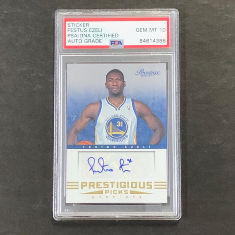 2012-13 Panini Prestige Prestigious Picks #74 Festus Ezeli Signed Card AUTO 10 PSA Slabbed