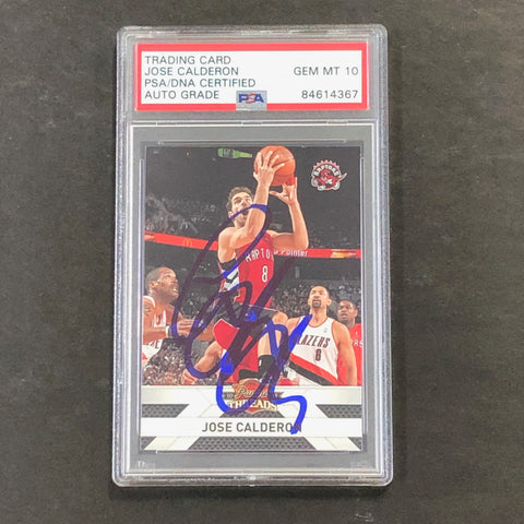 2010-11 Panini Threads #80 Jose Calderon Signed Card AUTO 10 PSA Slabbed Raptors
