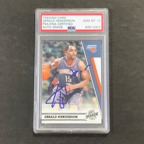 2010-11 Panini Season Update #76 Gerald Henderson Signed AUTO 10 PSA Slabbed Bobcats
