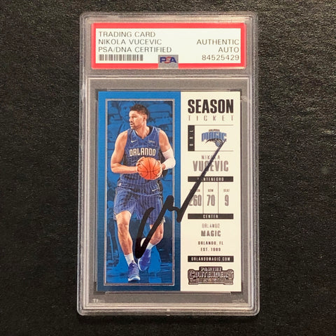 2017-18 Panini Contenders Season Ticket #32 Nikola Vucevic Signed Card AUTO PSA Slabbed Magic