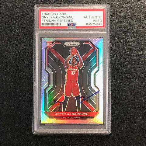 2020-21 Panini Prizm Silver #260 Onyeka Okongwu signed AUTO Card PSA/DNA Slabbed RC Hawks