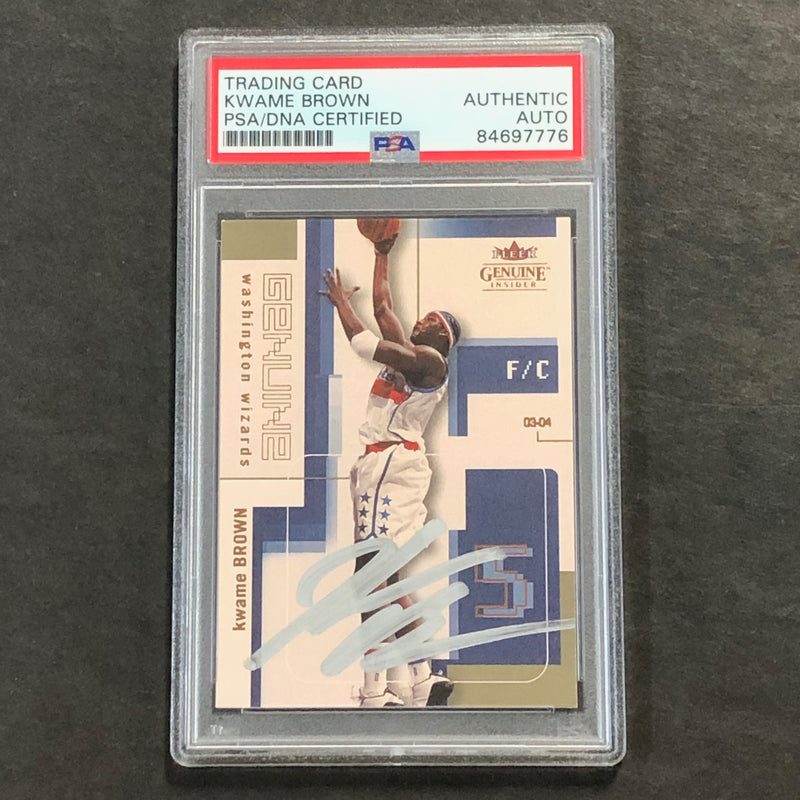2003-04 Fleer Genuine Insider #7 Kwame Brown Signed Card PSA Slabbed Wizards
