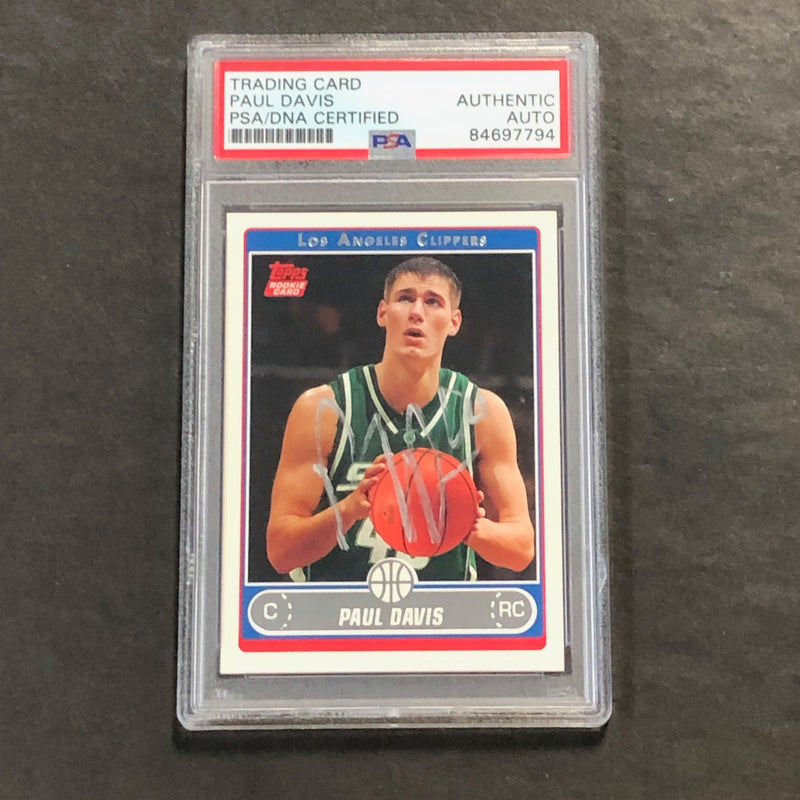 2005-06 Topps Rookie Card #244 Paul Davis Signed Card PSA Slabbed Clippers