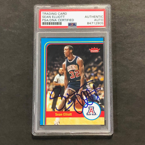 2012-13 Fleer Retro Basketball #40 Sean Elliott Signed Card AUTO PSA Slabbed Arizona Wildcats