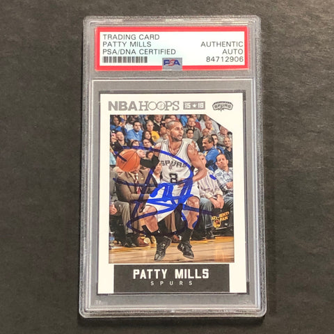 2015-16 NBA Hoops #206 Patty Mills Signed Card AUTO PSA Slabbed Spurs