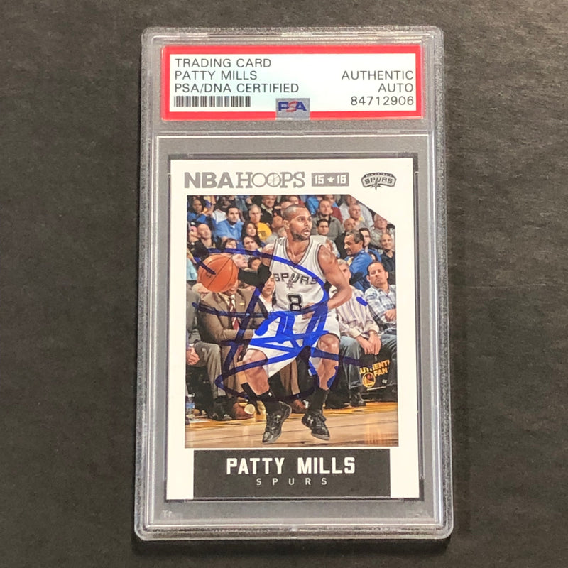 2015-16 NBA Hoops #206 Patty Mills Signed Card AUTO PSA Slabbed Spurs