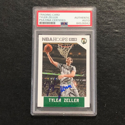 2015-16 NBA Hoops #180 Tyler Zeller Signed Card AUTO PSA/DNA Slabbed Celtics