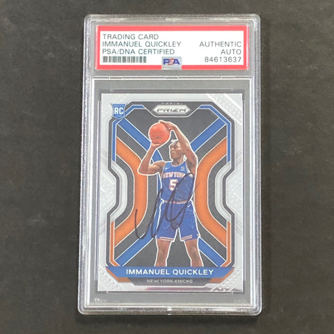 2020-21 Panini Prizm #296 IMMANUEL QUICKLEY Signed Card AUTO PSA Slabbed RC Knicks