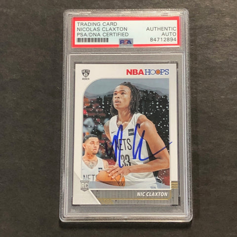 2019-20 NBA Hoops #241 Nic Claxton Signed Card AUTO PSA Slabbed RC Nets