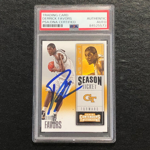 2015-16 Contenders Draft Picks #27 Derrick Favors Signed Card AUTO PSA Slabbed Georgia